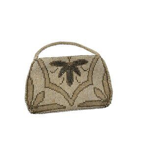 Vintage Beaded Evening Bag With Intricate Design & Handle